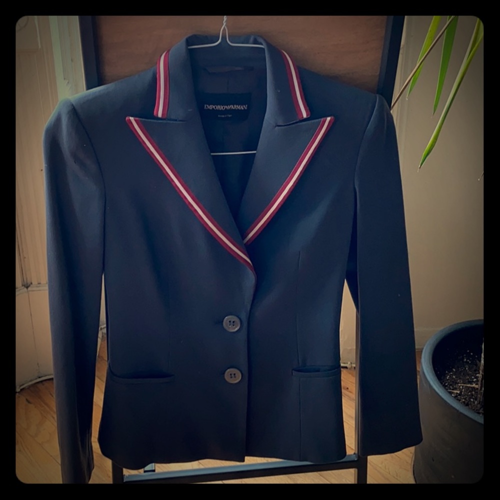 Emporio Armani grey blazer with contrast trim